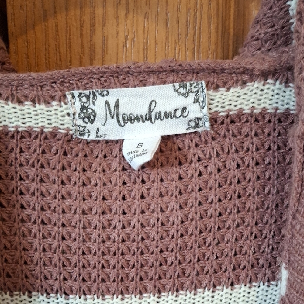 Striped Hooded Cardigan in Brown and Cream - Picture 2 of 3
